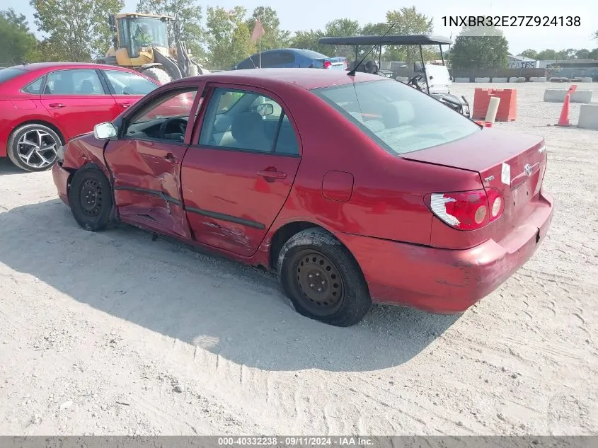 2007 Toyota Corolla Ce VIN: 1NXBR32E27Z924138 Lot: 40332238