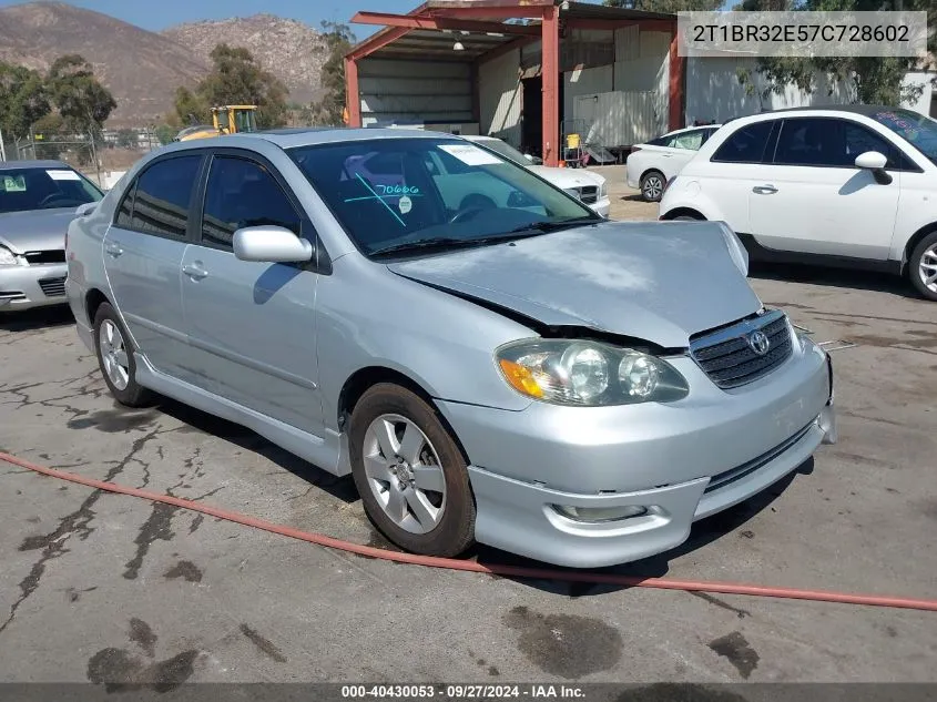 2007 Toyota Corolla S VIN: 2T1BR32E57C728602 Lot: 40430053