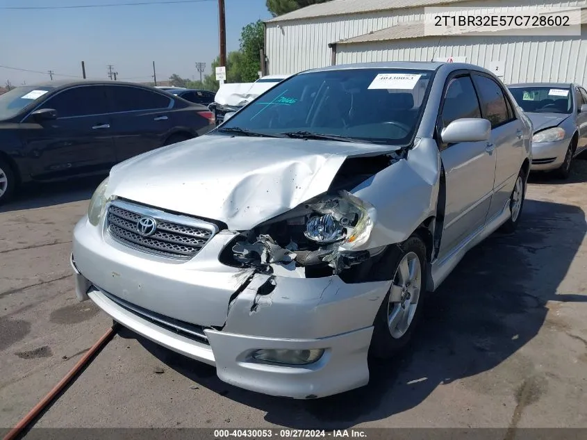 2007 Toyota Corolla S VIN: 2T1BR32E57C728602 Lot: 40430053