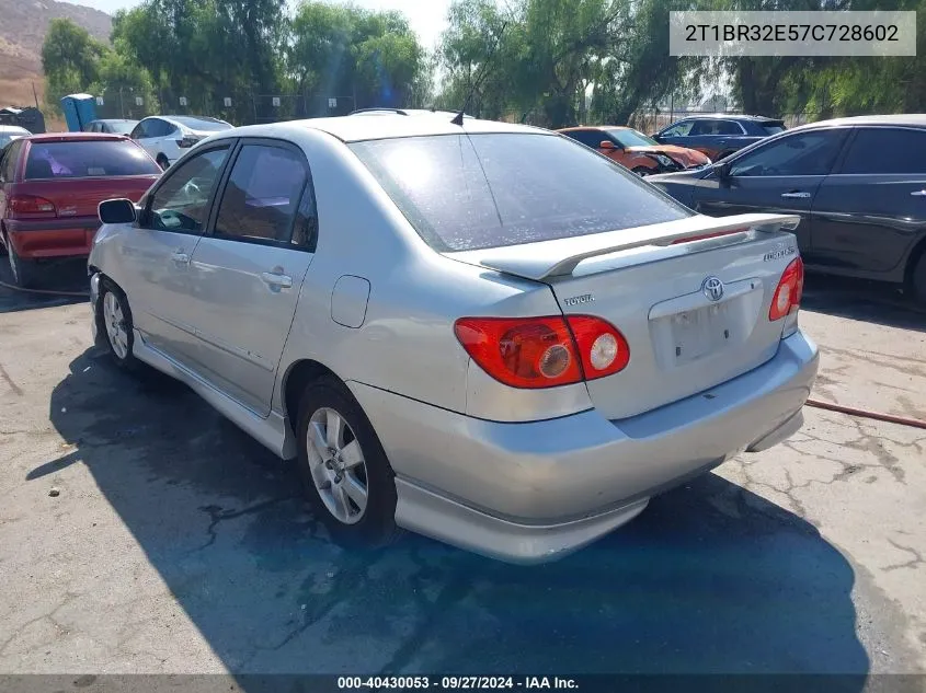 2007 Toyota Corolla S VIN: 2T1BR32E57C728602 Lot: 40430053