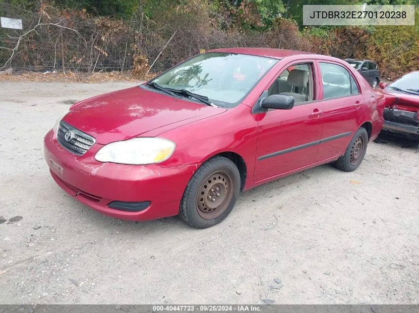 2007 Toyota Corolla Ce VIN: JTDBR32E270120238 Lot: 40447723