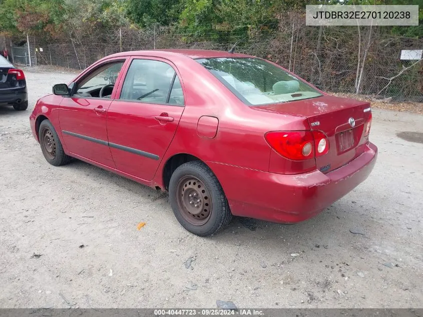 2007 Toyota Corolla Ce VIN: JTDBR32E270120238 Lot: 40447723