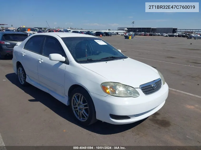 2007 Toyota Corolla Le VIN: 2T1BR32E47C760019 Lot: 40451594