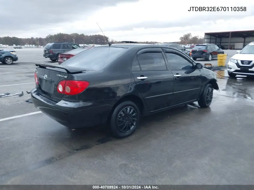 2007 Toyota Corolla Ce VIN: JTDBR32E670110358 Lot: 40709924