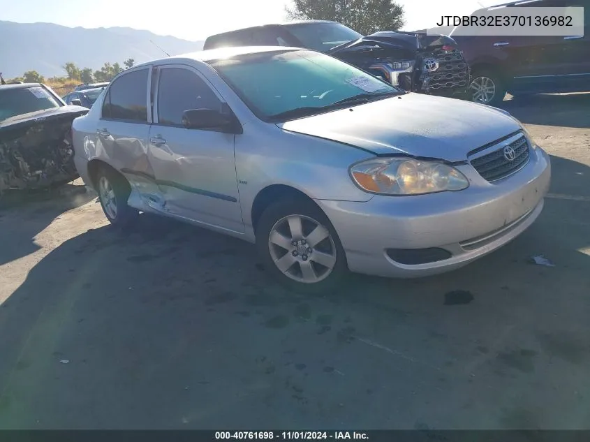 2007 Toyota Corolla Ce/Le/S VIN: JTDBR32E370136982 Lot: 40761698