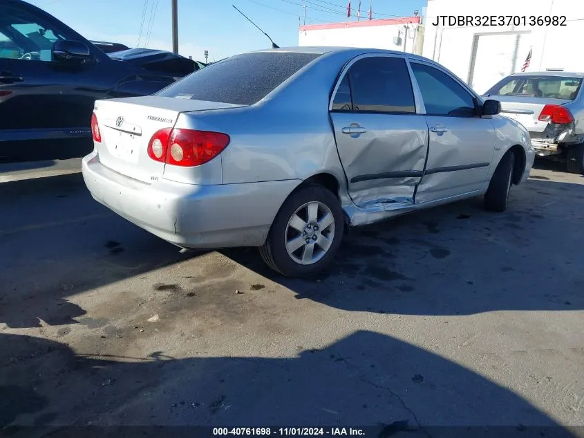 2007 Toyota Corolla Ce/Le/S VIN: JTDBR32E370136982 Lot: 40761698