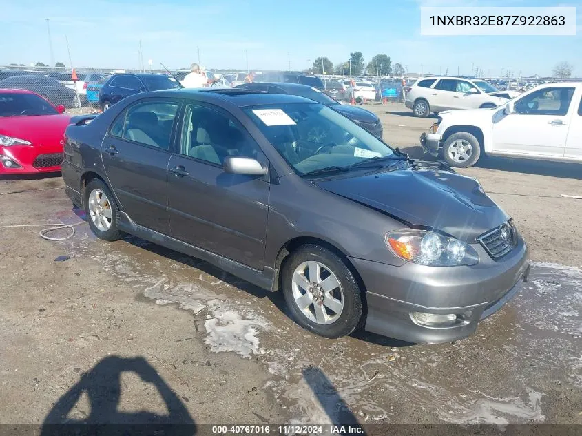 2007 Toyota Corolla S VIN: 1NXBR32E87Z922863 Lot: 40767016