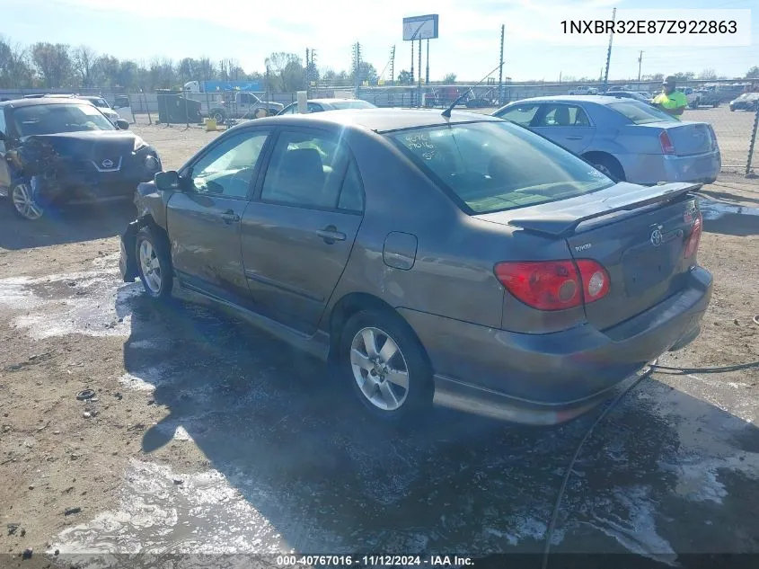 2007 Toyota Corolla S VIN: 1NXBR32E87Z922863 Lot: 40767016