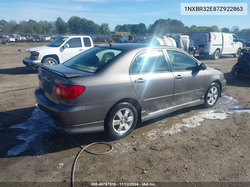 2007 Toyota Corolla S VIN: 1NXBR32E87Z922863 Lot: 40767016