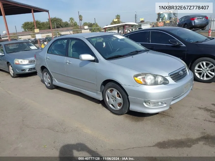 2007 Toyota Corolla S VIN: 1NXBR32E67Z778407 Lot: 40777128