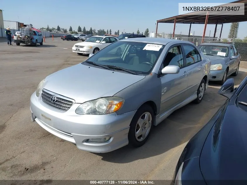 2007 Toyota Corolla S VIN: 1NXBR32E67Z778407 Lot: 40777128