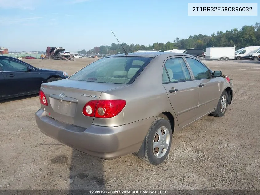 2008 Toyota Corolla VIN: 2T1BR32E58C896032 Lot: 12099193