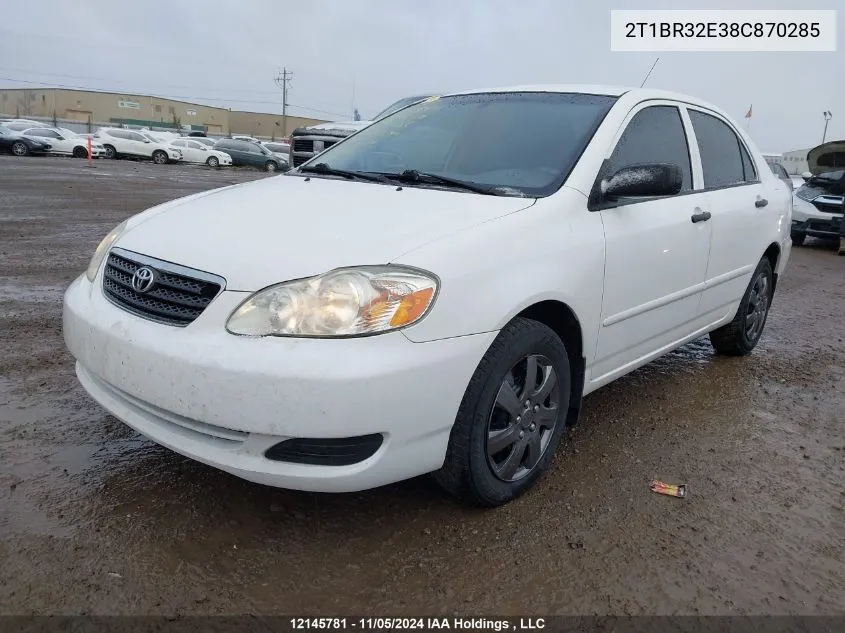 2008 Toyota Corolla Ce/Le/S VIN: 2T1BR32E38C870285 Lot: 12145781