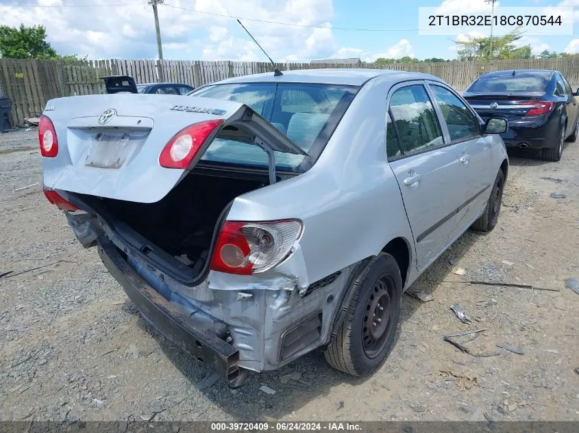 2008 Toyota Corolla Ce VIN: 2T1BR32E18C870544 Lot: 39720409