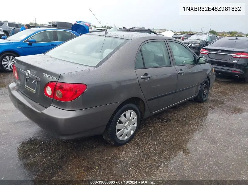 2008 Toyota Corolla Ce VIN: 1NXBR32E48Z981832 Lot: 39888083