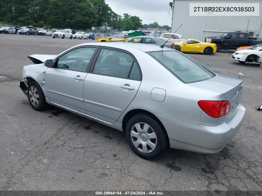 2008 Toyota Corolla Ce/Le/S VIN: 2T1BR32EX8C938503 Lot: 39944184