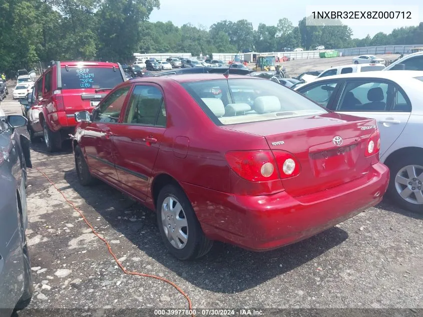 2008 Toyota Corolla Ce/Le/S VIN: 1NXBR32EX8Z000712 Lot: 39977800