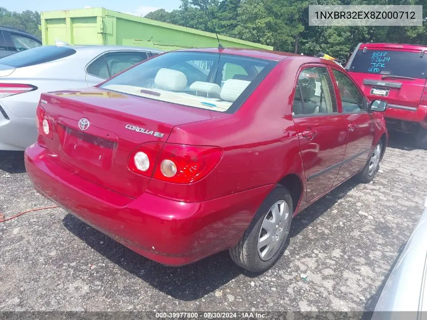 2008 Toyota Corolla Ce/Le/S VIN: 1NXBR32EX8Z000712 Lot: 39977800