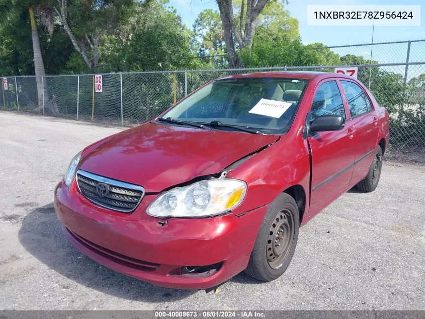 2008 Toyota Corolla Ce VIN: 1NXBR32E78Z956424 Lot: 40009673