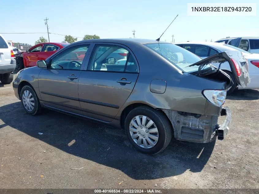 2008 Toyota Corolla Ce VIN: 1NXBR32E18Z943720 Lot: 40168534