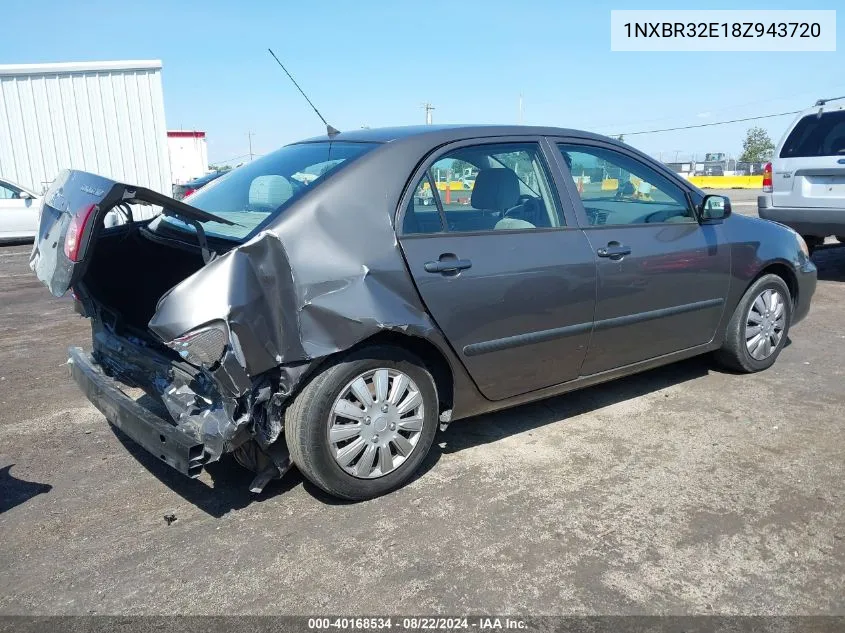 2008 Toyota Corolla Ce VIN: 1NXBR32E18Z943720 Lot: 40168534