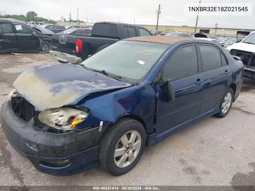 2008 Toyota Corolla S VIN: 1NXBR32E18Z021545 Lot: 40247414