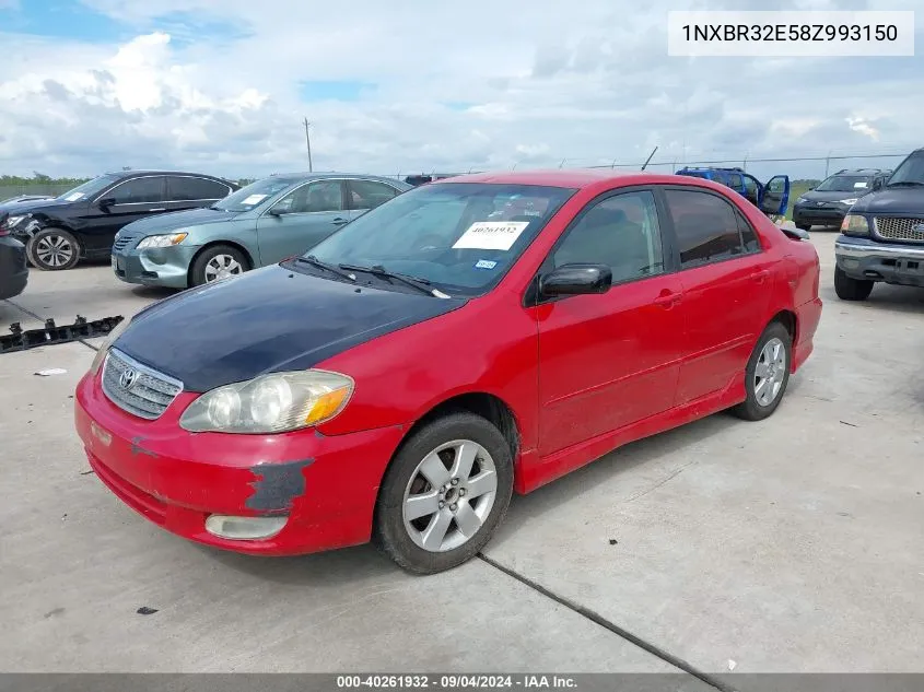 2008 Toyota Corolla S VIN: 1NXBR32E58Z993150 Lot: 40261932