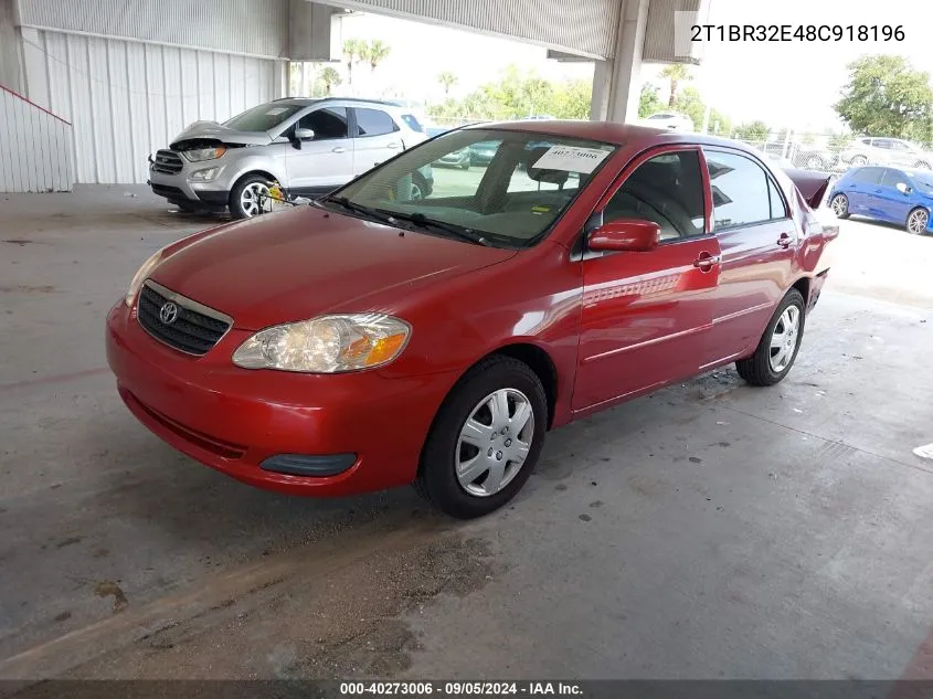 2008 Toyota Corolla Ce/Le/S VIN: 2T1BR32E48C918196 Lot: 40273006