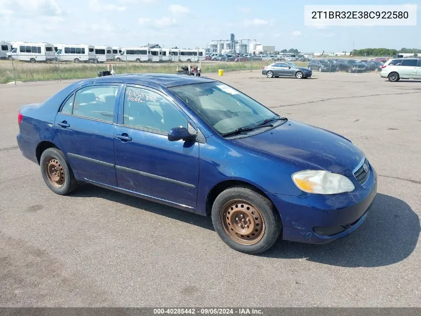 2008 Toyota Corolla Ce VIN: 2T1BR32E38C922580 Lot: 40285442