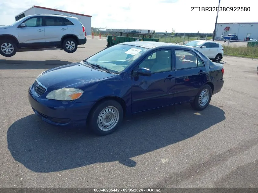 2008 Toyota Corolla Ce VIN: 2T1BR32E38C922580 Lot: 40285442