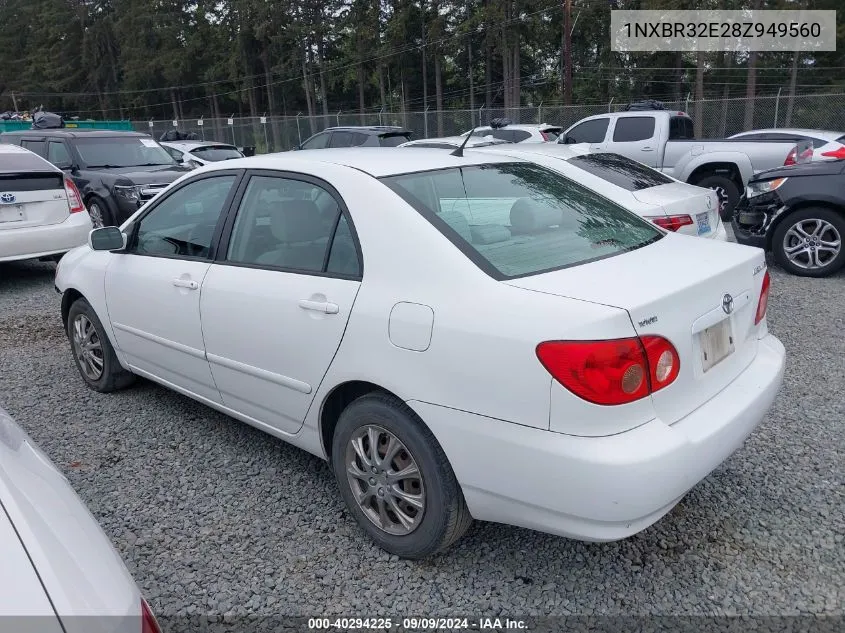 2008 Toyota Corolla Le VIN: 1NXBR32E28Z949560 Lot: 40294225