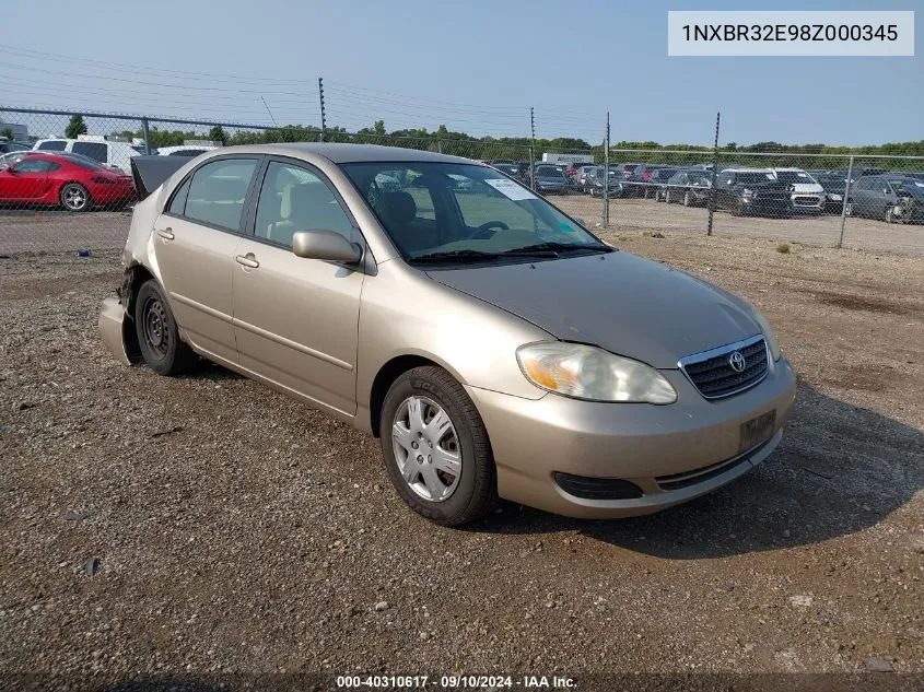 2008 Toyota Corolla Ce/Le/S VIN: 1NXBR32E98Z000345 Lot: 40310617