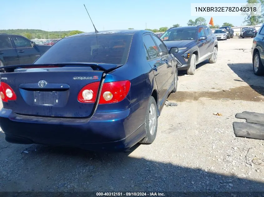 2008 Toyota Corolla S VIN: 1NXBR32E78Z042318 Lot: 40312151