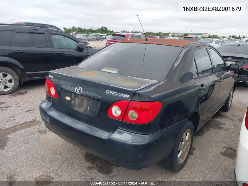 2008 Toyota Corolla Le VIN: 1NXBR32EX8Z001679 Lot: 40321152