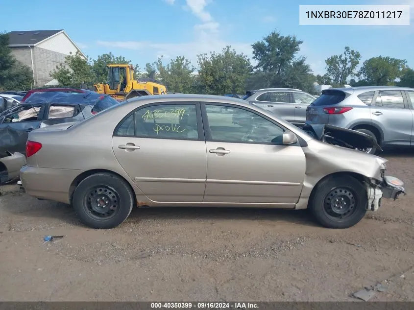 2008 Toyota Corolla Ce/Le/S VIN: 1NXBR30E78Z011217 Lot: 40350399