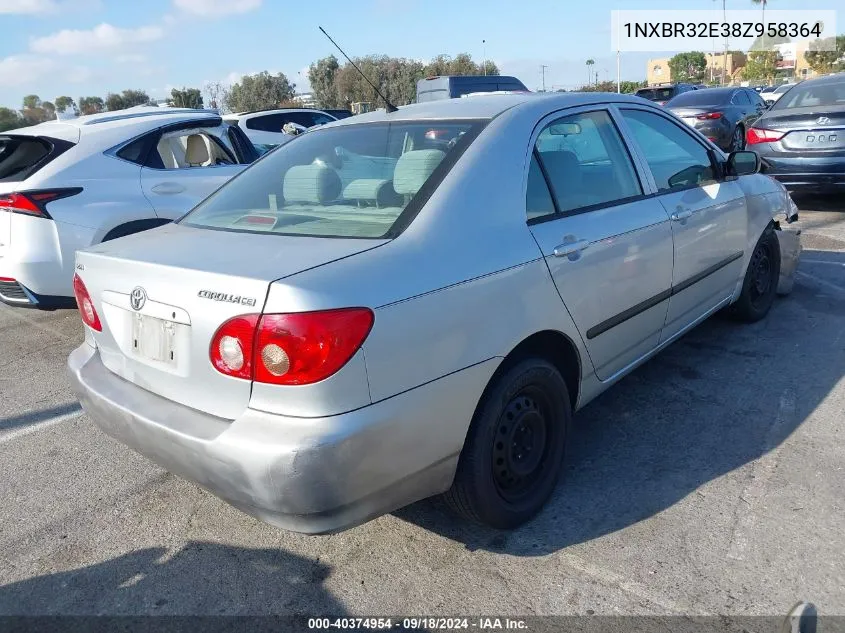 2008 Toyota Corolla Ce VIN: 1NXBR32E38Z958364 Lot: 40374954