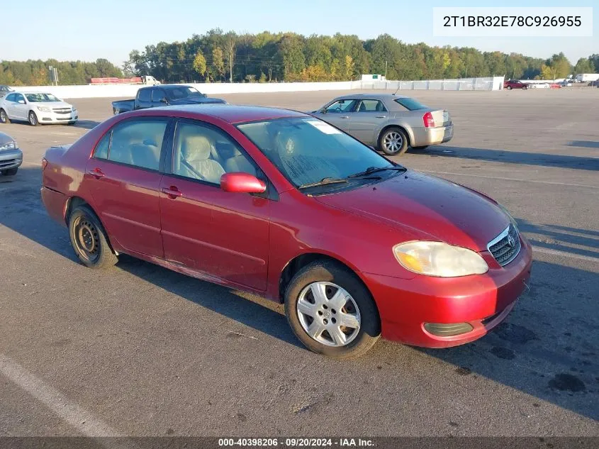 2008 Toyota Corolla Le VIN: 2T1BR32E78C926955 Lot: 40398206