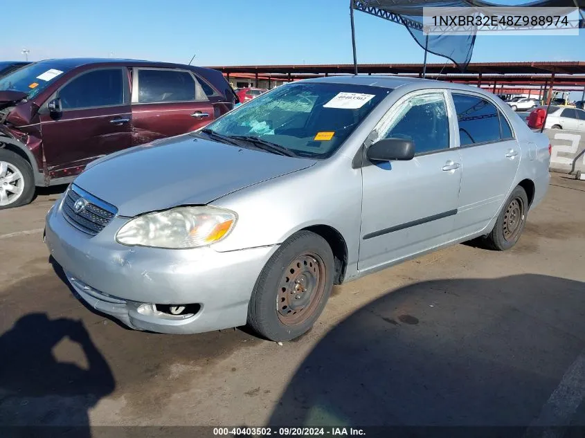 2008 Toyota Corolla Ce VIN: 1NXBR32E48Z988974 Lot: 40403502