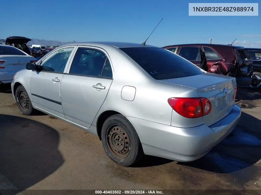 2008 Toyota Corolla Ce VIN: 1NXBR32E48Z988974 Lot: 40403502