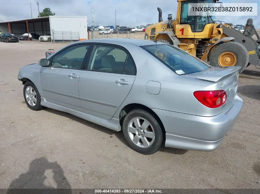 2008 Toyota Corolla S VIN: 1NXBR32E38Z015892 Lot: 40414393