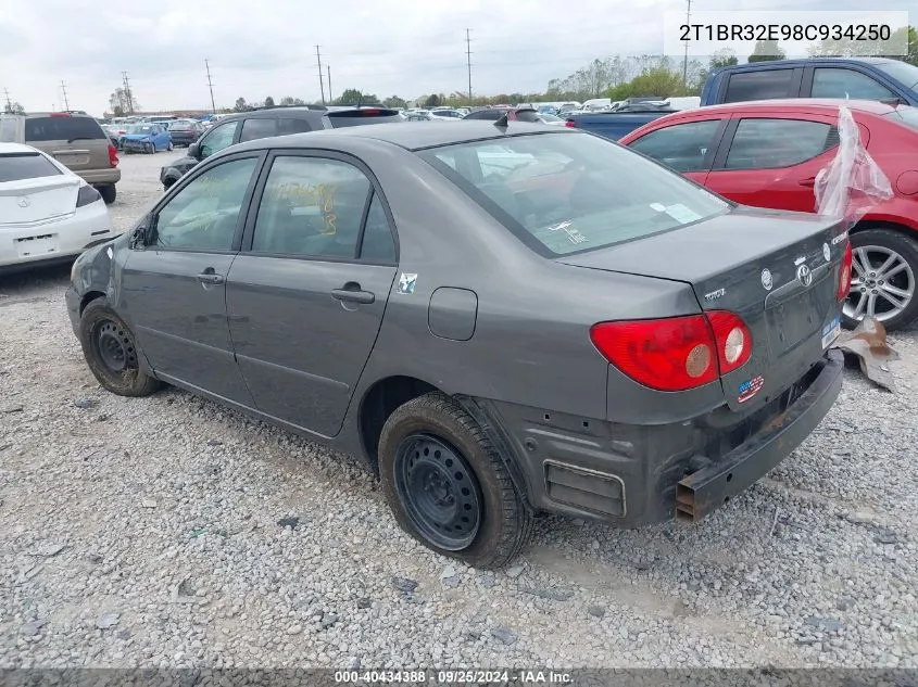 2008 Toyota Corolla Le VIN: 2T1BR32E98C934250 Lot: 40434388