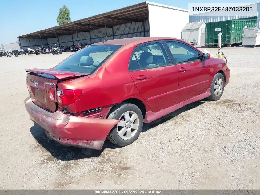 2008 Toyota Corolla S VIN: 1NXBR32E48Z033205 Lot: 40442763