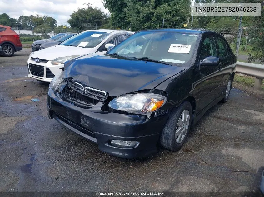 2008 Toyota Corolla S VIN: 1NXBR32E78Z046238 Lot: 40493578