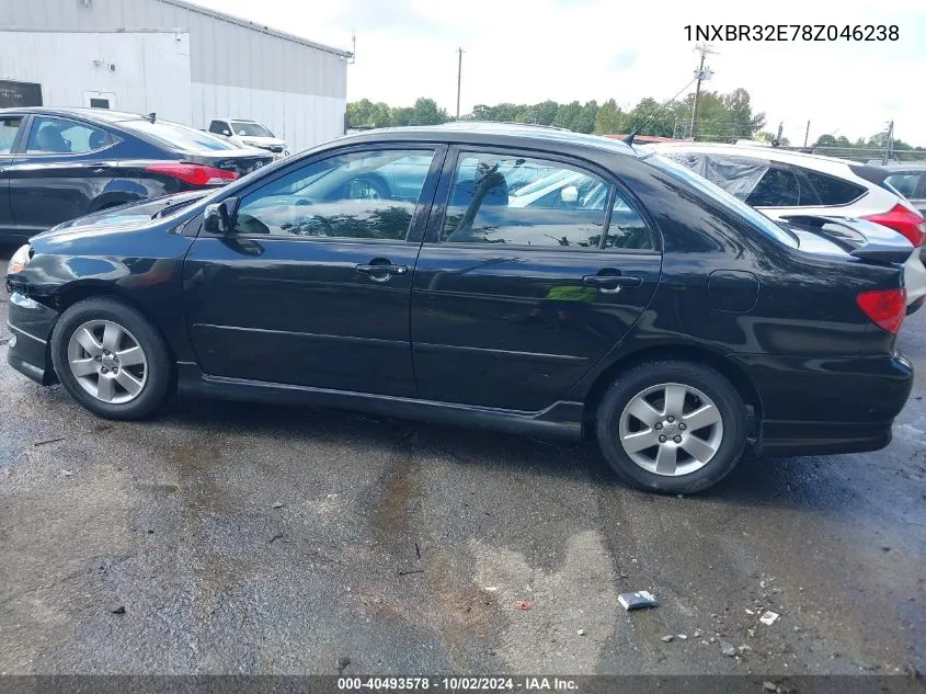 2008 Toyota Corolla S VIN: 1NXBR32E78Z046238 Lot: 40493578