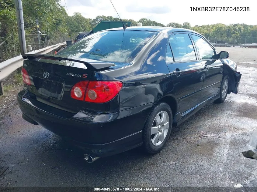 2008 Toyota Corolla S VIN: 1NXBR32E78Z046238 Lot: 40493578