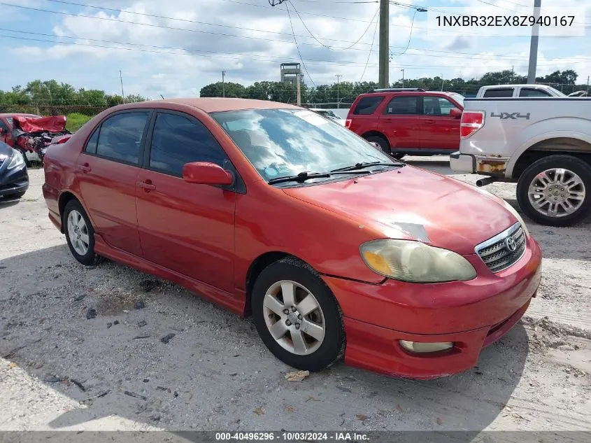 2008 Toyota Corolla S VIN: 1NXBR32EX8Z940167 Lot: 40496296