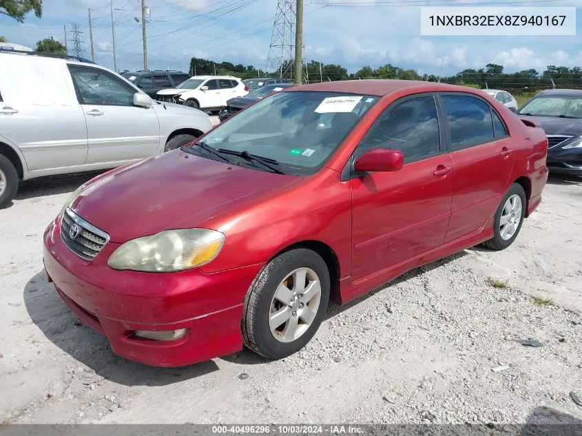 2008 Toyota Corolla S VIN: 1NXBR32EX8Z940167 Lot: 40496296