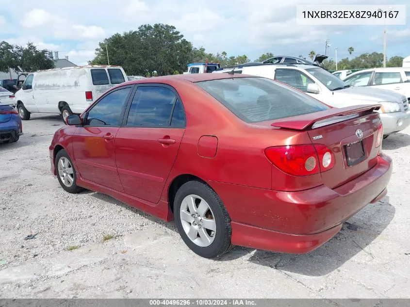 1NXBR32EX8Z940167 2008 Toyota Corolla S