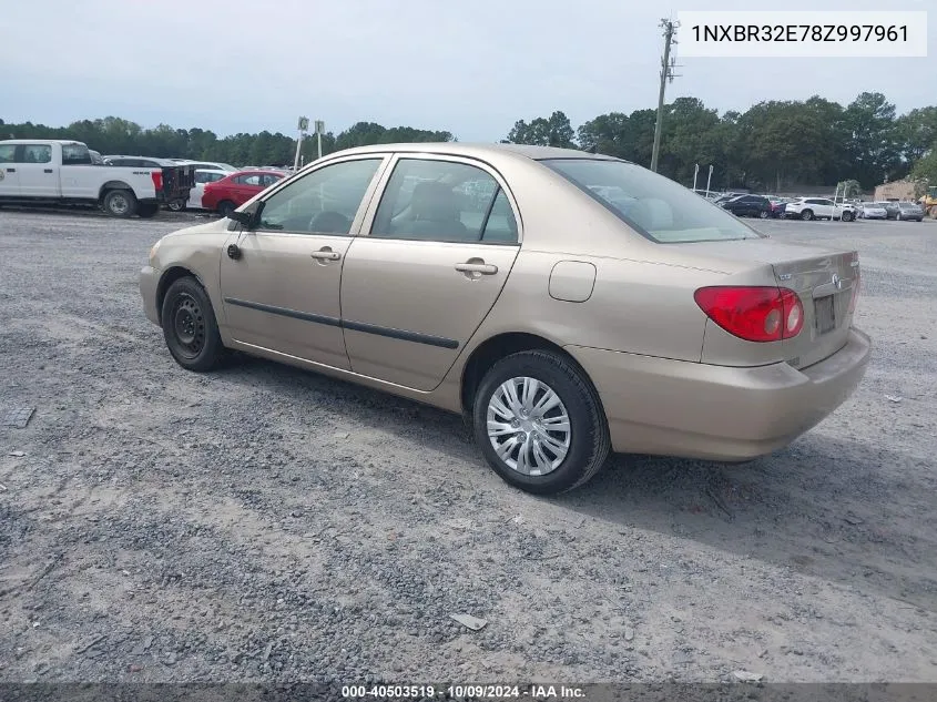 2008 Toyota Corolla Ce/Le/S VIN: 1NXBR32E78Z997961 Lot: 40503519