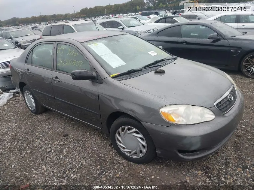 2008 Toyota Corolla Ce VIN: 2T1BR32E38C870416 Lot: 40534282